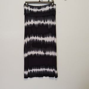 Elastic waist maxi skirt, black, grey, and white